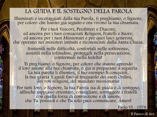 Alla Guida e il sostegno della Parola