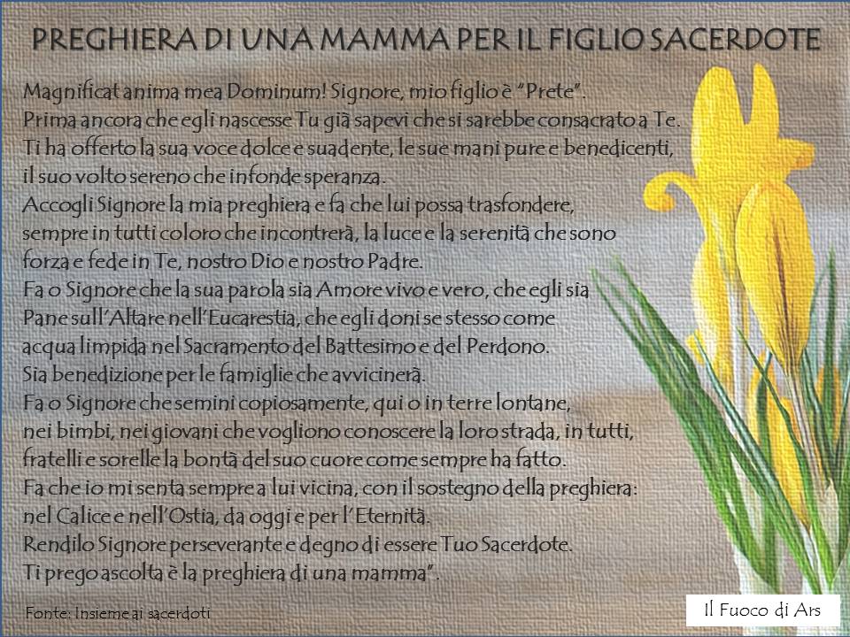 Preghiera di una mamma per il figlio Sacerdote | Il Fuoco di Ars